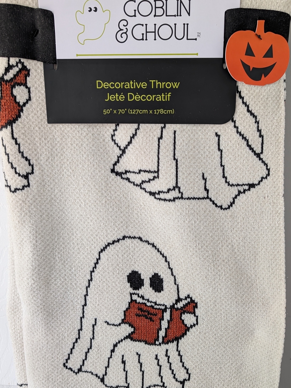 Goblin & Ghoul 2026 Halloween Ghosts Reading Books Decorative Throw NWT